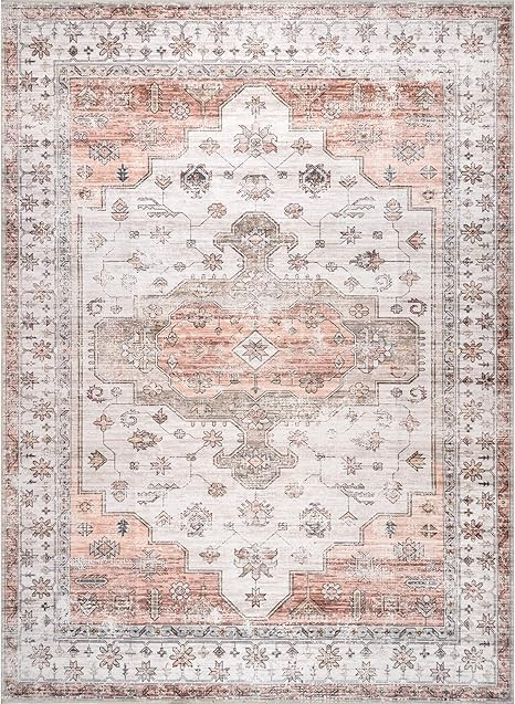 nuLOOM Banks Machine Washable Faded Vintage Area Rug, 4' x 6', Beige | Amazon (US)