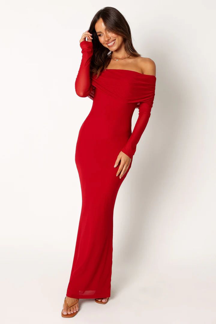 Solsana Off Shoulder Maxi Dress - Red | Petal & Pup (US)