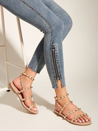 Studded Decor Ankle Strap Sandals | SHEIN