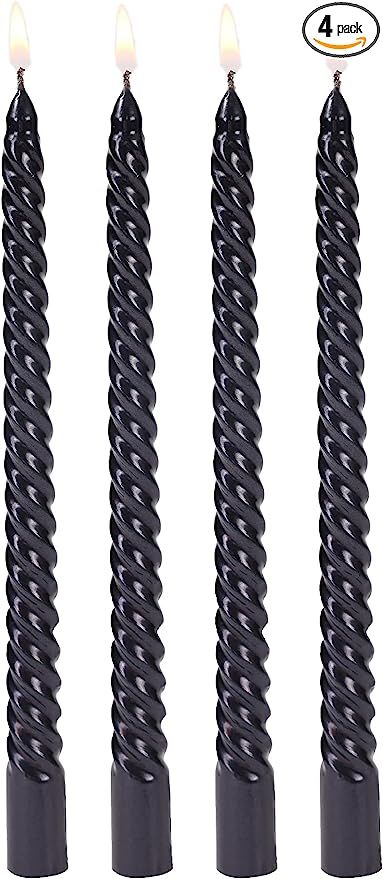 10 inch Halloween Black Taper Candles Set of 4, Metal Style Dripless Candles Unscented,Great Hall... | Amazon (US)