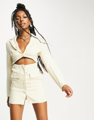 Rebellious Fashion cut out waist blazer dress in ecru | ASOS (Global)