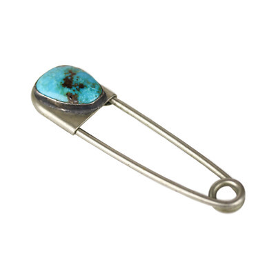 Vintage Fred Harvey Era Navajo Turquoise Large Safety Pin Brooch  | eBay | eBay US