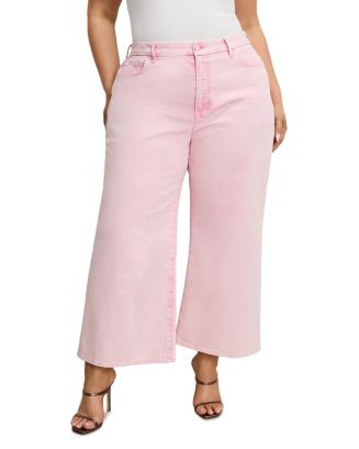 Good American Good Waist High Rise Cropped Palazzo Jeans in Pink  | Bloomingdale's EDITORIAL Wome... | Bloomingdale's (US)