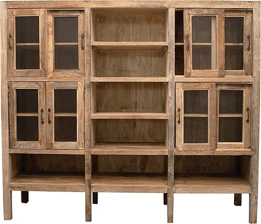 Creative Co-Op Wood Glass Doors Cabinet, Natural | Amazon (US)