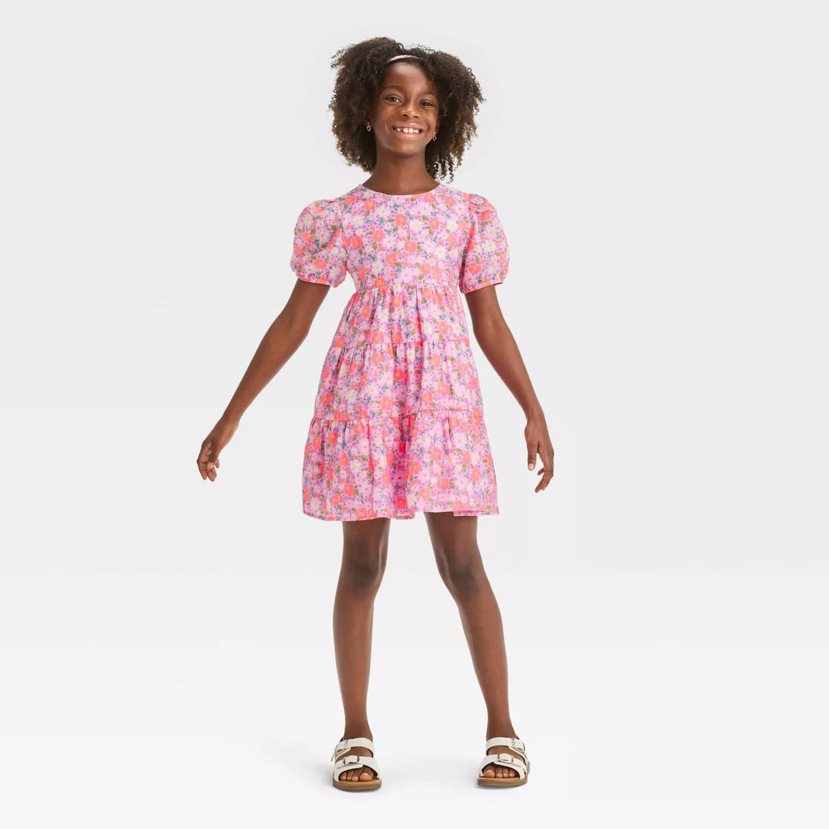 Girls' Short Sleeve Open Back Organza Dress - Cat & Jack™ | Target