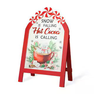 24.25 in. H Christmas Wooden Peppermint Easel Porch Decor | The Home Depot