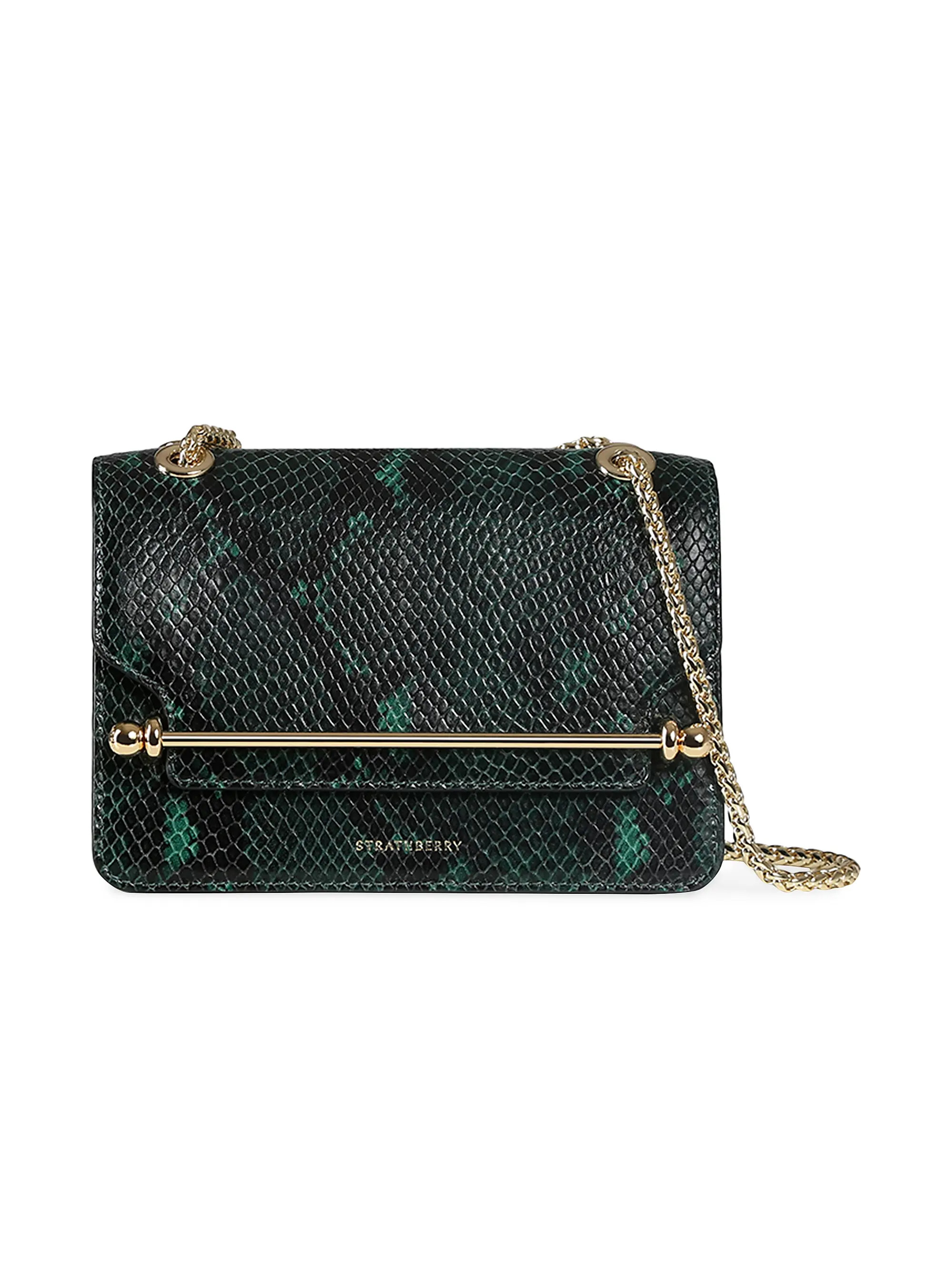 Mini East/West Snake-Embossed Leather Shoulder Bag | Saks Fifth Avenue