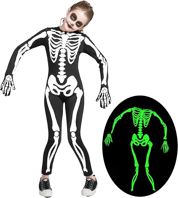 Spooktacular Creations Halloween Kids Skeleton Costume, Unisex Glow in the Dark Skeleton Jumpsuit... | Amazon (US)