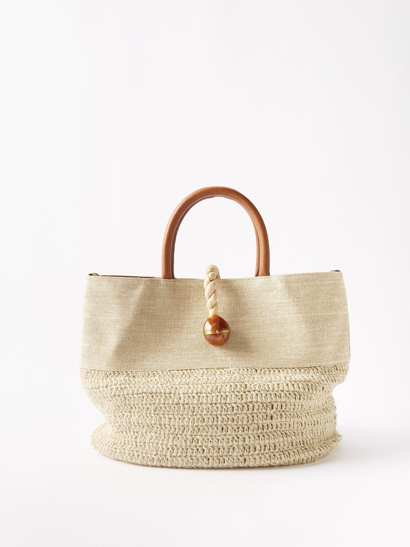 Almeria large raffia and leather tote bag | Serena Uziyel | Matches (US)