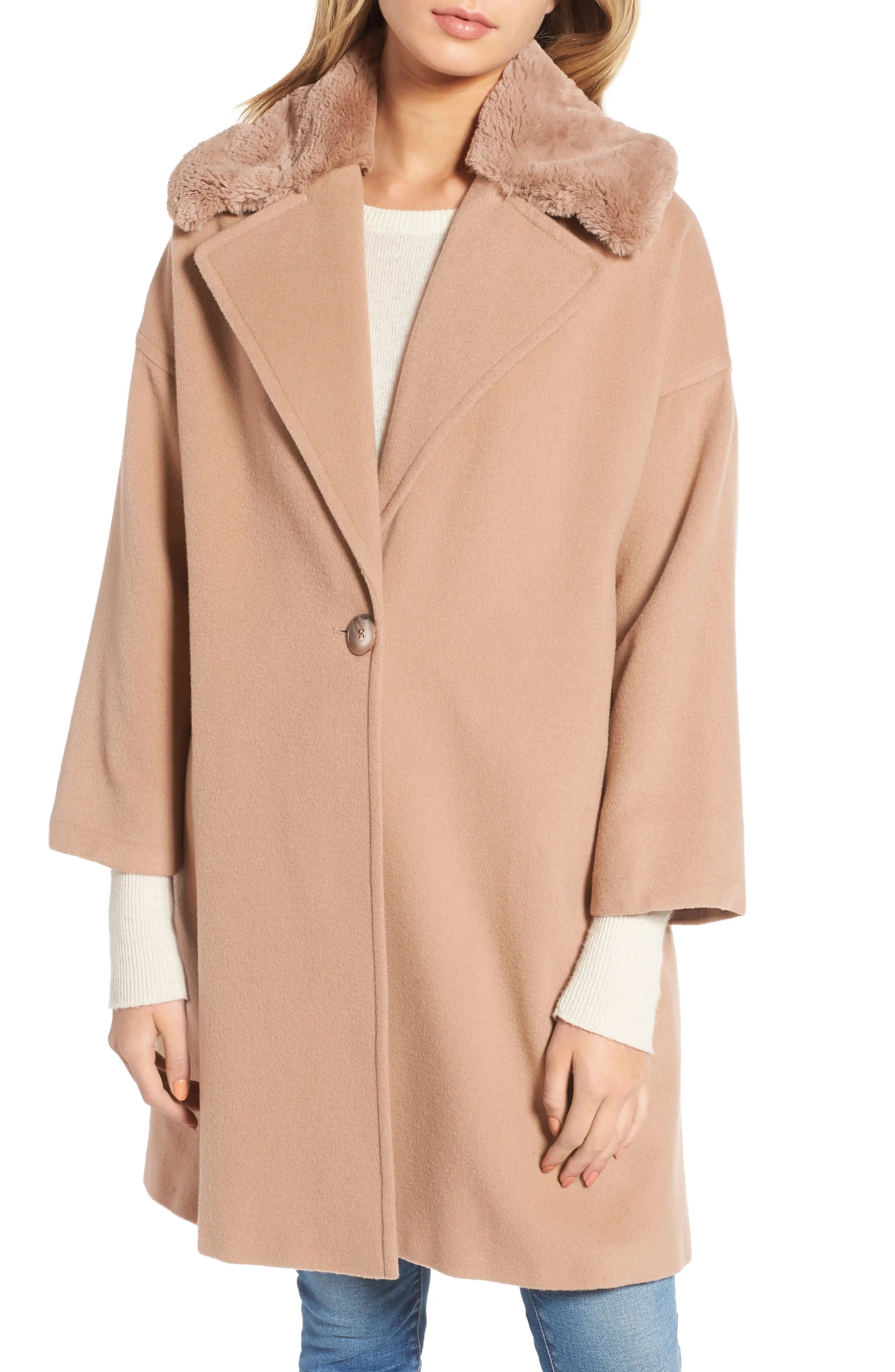 Faux Fur Collar Overcoat | Nordstrom