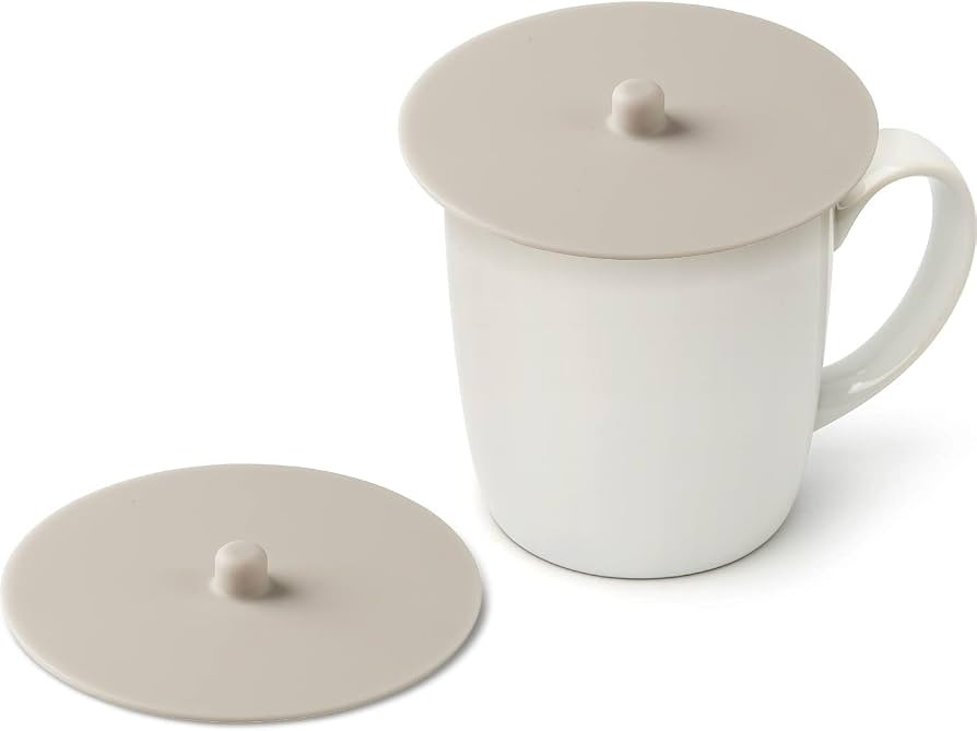 Carrotez Silicone Cup Cover Lids, 4.3 Inch, 2 Pack - Ivory | Amazon (US)