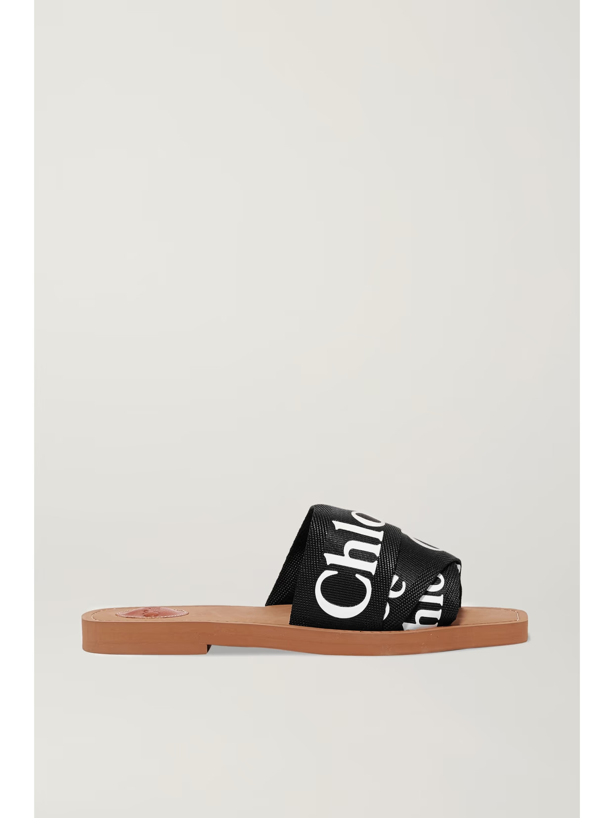 Chloé - Woody Logo-print Canvas Slides - Black | NET-A-PORTER (US)