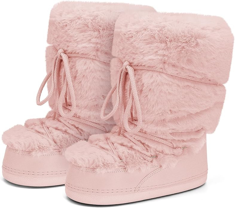 N NATURE'S SOURCE Furry Faux Fur Snow Boots for Women Fuzzy Fluffy Water Resistant Winter Womens ... | Amazon (US)