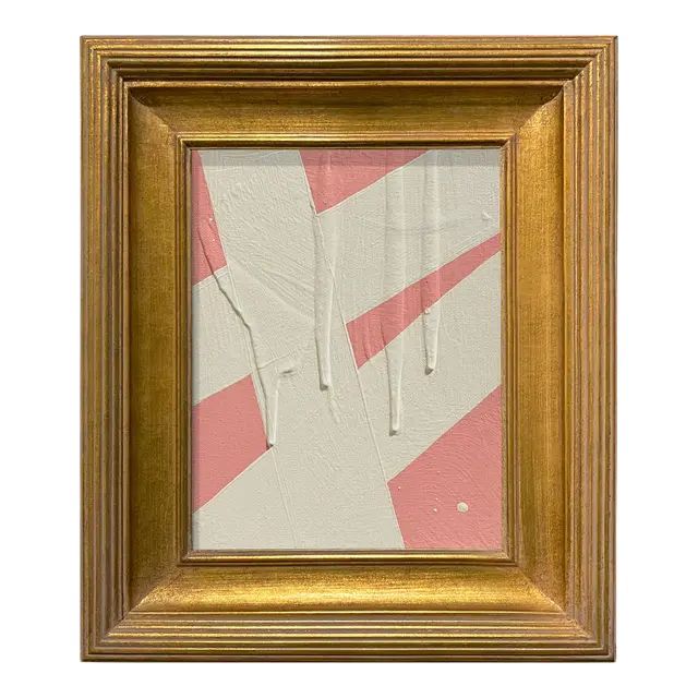 Ron Giusti Mini Abstract Blush and Cream Acrylic Painting, Framed | Chairish
