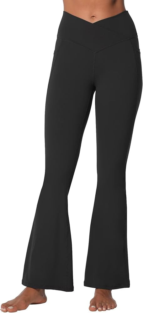 Sunzel Flare Leggings for Women with Pockets, Crossover Yoga Pants with Tummy Control, High Waist... | Amazon (US)