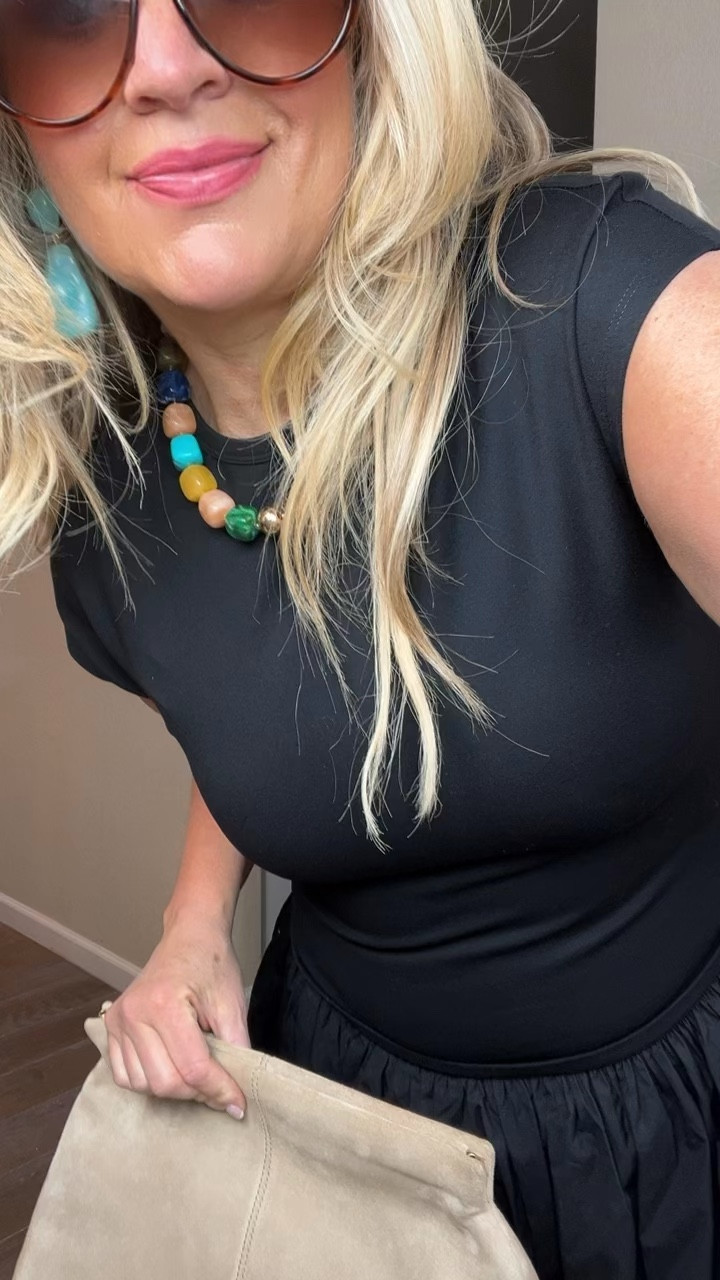  ✨Tap the bell, save and ❤️ for over 40 fashion, midlife style, midsize fashion and luxury looks for less. 
⬇️Sizing information:
Wearing medium (size down if in between sizes.) 
Here are 5 real-life, midlife places this outfit works beautifully:
	•	Dinner out (but not trying too hard)
The black keeps it elevated, the wedges keep it comfortable. You look put-together without feeling stiff.
	•	Winery or outdoor happy hour
The flowy skirt moves with you, the neutral accessories keep it relaxed but intentional.
	•	Graduation or school event
Polished enough to feel proud walking in, comfortable enough to sit, stand, hug, and be present.
	•	Casual date night or weekend getaway dinner
It reads feminine and confident without being overdone—effortless in the best way.
	•	Summer church or brunch with friends
Classic, modest, flattering… and still stylish. This is that “she always looks put together” outfit.

⸻

Why this works 
	•	Skims, doesn’t cling
	•	Defines shape without squeezing
	•	Moves the eye vertically (top → waist → flow)
	•	Neutral accessories soften the black so it feels summer-ready


👑"Helping you look good, feel good!" - Lindsey Denver

Spring looks, Midlife style for real women who want to feel confident again. Over 40 fashion and over 50 style that works with changing bodies, perimenopause shifts, and real life. Think midsize fashion, Gen X style and up, body confidence, and mom outfits that feel polished, comfortable, and elevated...because style over 45 and over 50 should feel effortless, not stressful. 


#LTKOver40 #LTKPlusSize #LTKMidsize