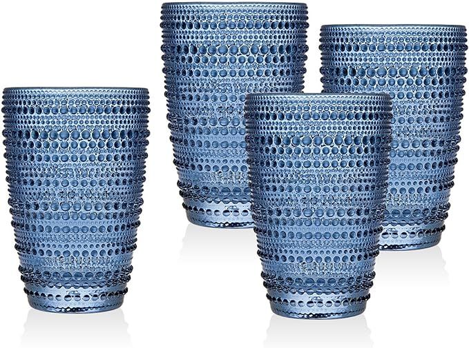 Godinger Highball Glasses, Tall Beverage Glass Cups - Lumina Blue, Set of 4 | Amazon (US)