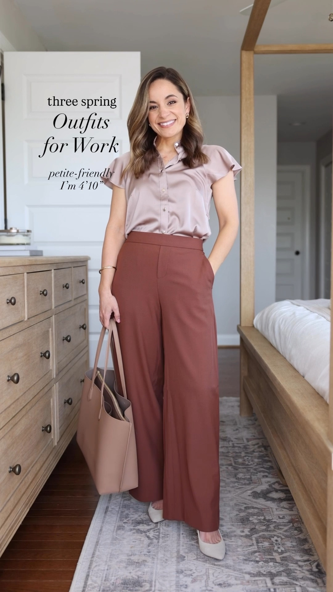 Three spring outfit ideas for work! 

Outfit 1
Top (WHBM): xxs 
Pants (BR Factory): petite 00/xxs - auburn brown (mostly sold out but similar to  warm brown that is in stock) 29” inseam I can only wear with a heel 

Outfit 2 
Top (WHBM): xxs 
Pants (Ann Taylor): petite 00 - fully lined

Outfit 3 
Vest (Kohl’s): xs 
Pants (Abercrombie): 24 short - crepe textured fabric. They run large, size down if in between sizes. 28.5” inseam, I can only wear with a heel 

Both pairs of shoes are sold out in exact color but other colors are available 

My measurements for reference: I’m 4’10” and 105lbs. My bust, waist, and hip measurement is 32”, 24”, and 36”.


#LTKWorkwear #LTKPetite