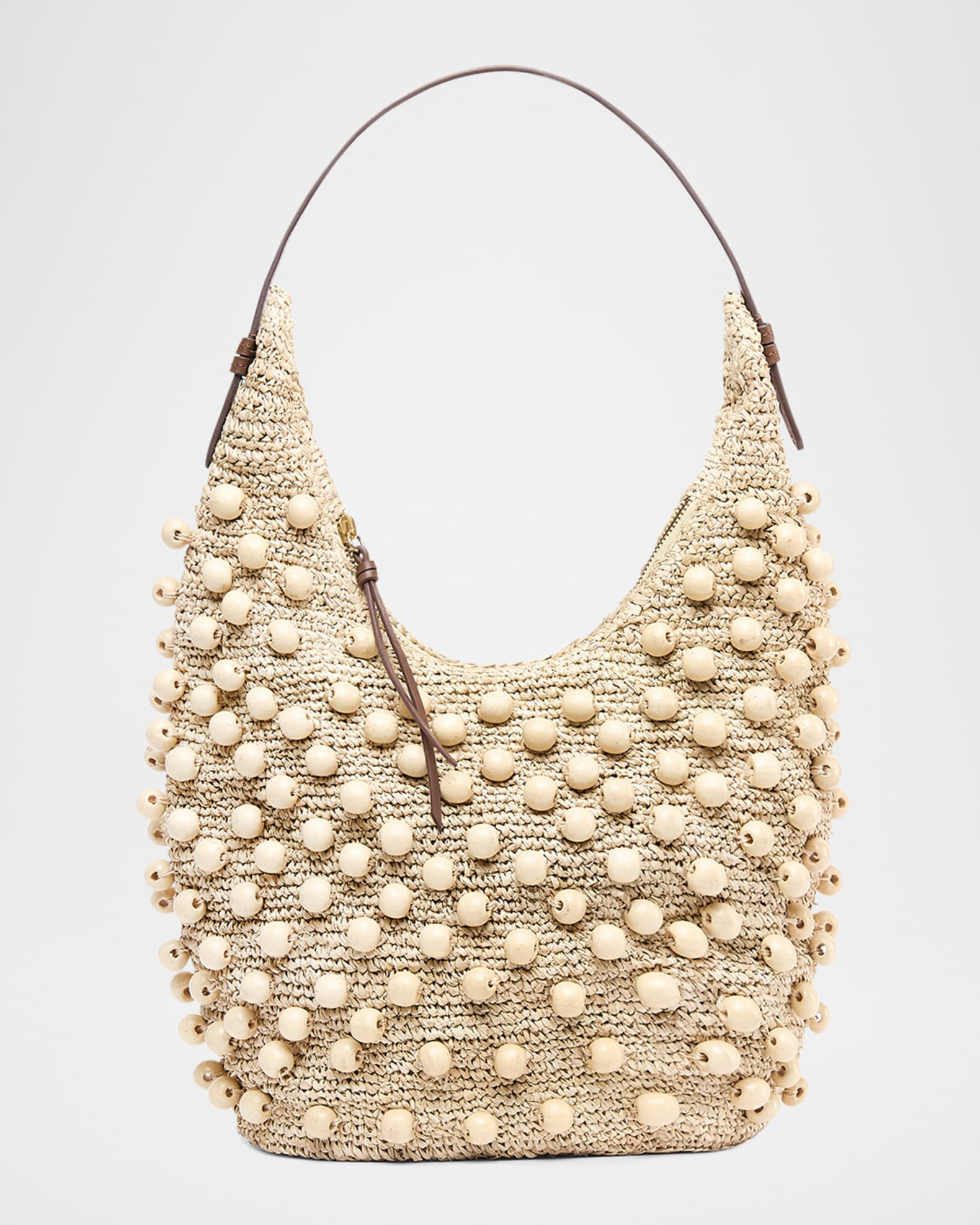 The Brighton Beaded Raffia Shoulder Bag | Neiman Marcus