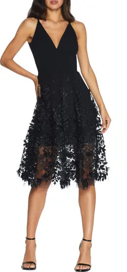 Darleen V-Neck Embroidered Mesh Cocktail Dress | Nordstrom