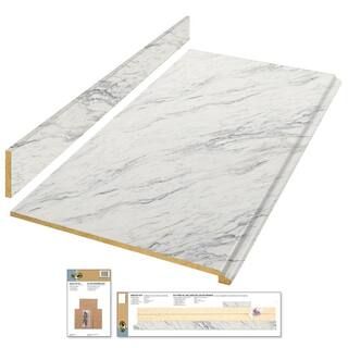 Hampton Bay Wilsonart 6 ft. Laminate Countertop Kit Included in Gloss Calcutta Marble/Textured Gl... | The Home Depot