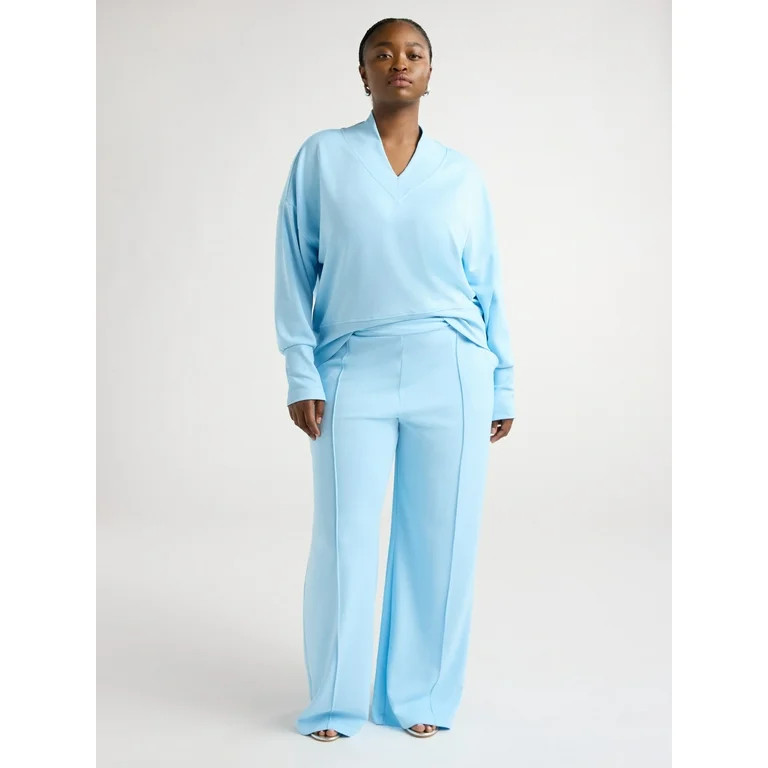 Scoop Women's and Women's Plus Ultimate ScubaKnit V-Neck Sweatshirt, Sizes XS-4X | Walmart (US)