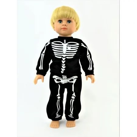 Black Skeleton Halloween Pajamas 18 Inch American Girl Doll Clothes | Walmart (US)