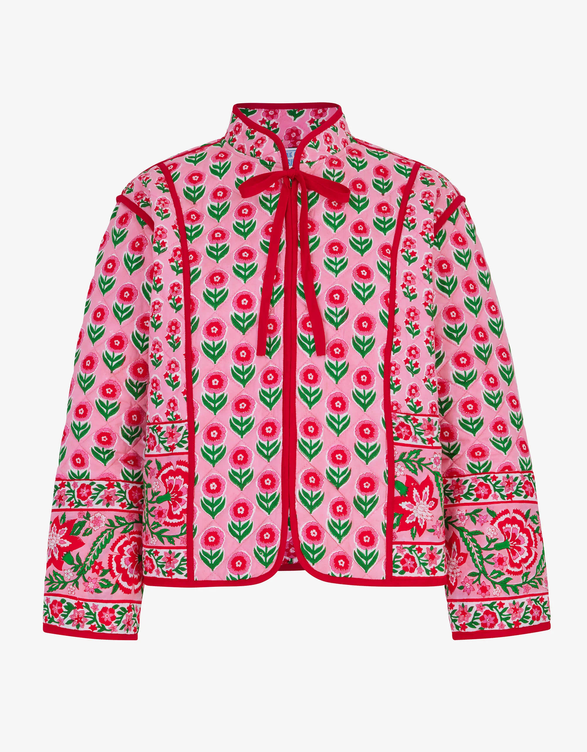 Pink and Red Candy Cane Buta Penny Jacket | Pink City Prints UK