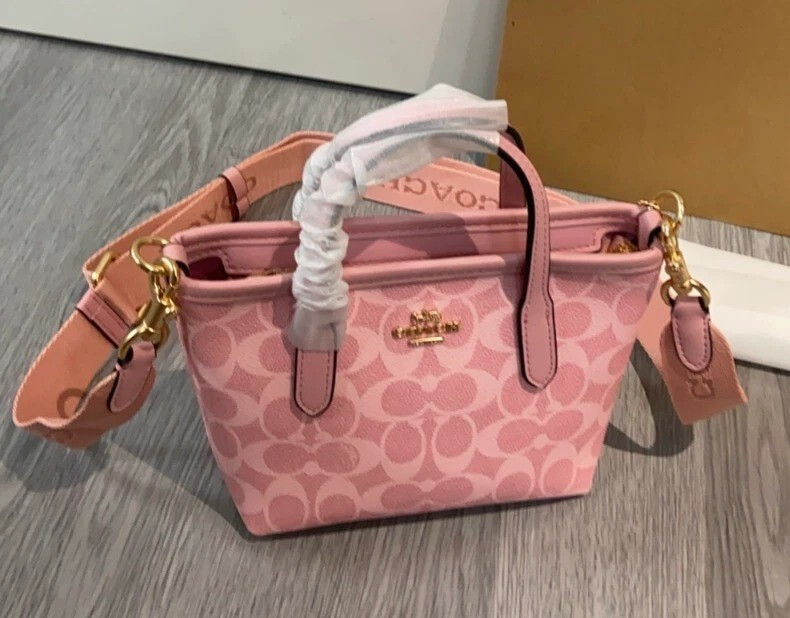 COACH City Mini Tote Bag Signature Canvas CW032 Powder Pink Outlet NEW | eBay US