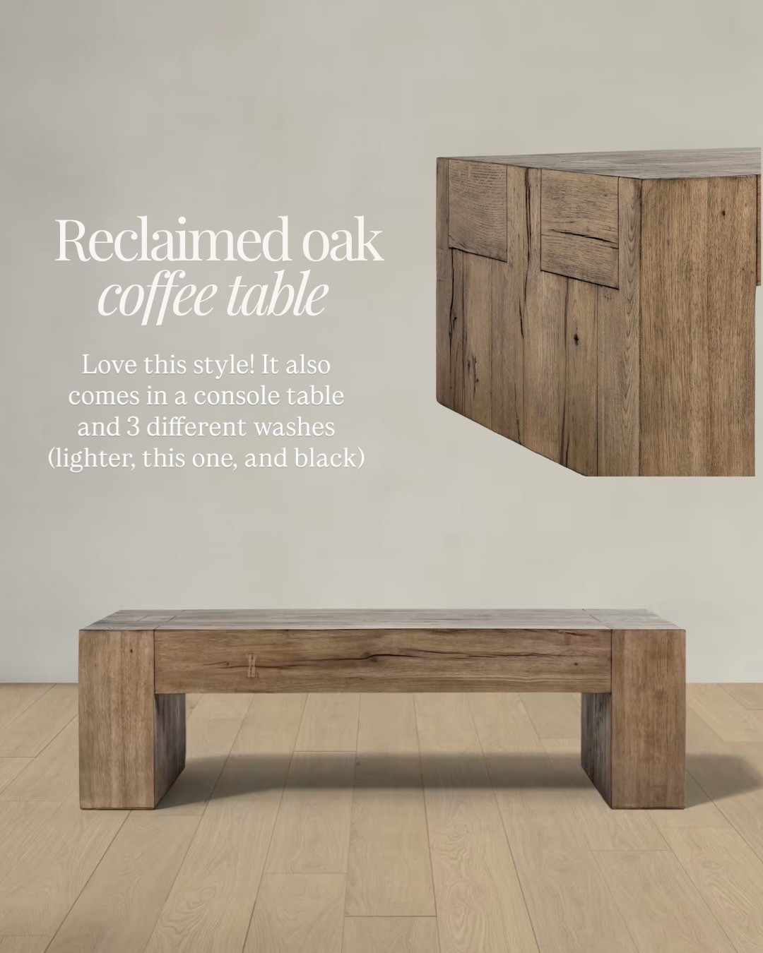 This coffee table is made of 100% reclaimed oak. It is absolutely stunning. You cannot beat the quality or the price from Quince! 

#LTKHome #LTKSaleAlert