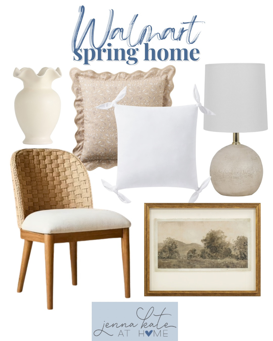 Walmart spring home includes wall art, dining chair, throw pillows, table lamp, and vase.

Home decor, looks for less, Walmart finds, coastal home, neutral home

#LTKSaleAlert #LTKSeasonal #LTKHome