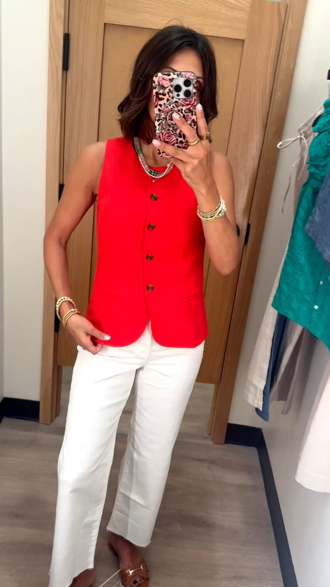 Wearing xs in vest and 25 in jeans 
Love this color! 

The pictures for the links are wrong! But the correct vest and jeans are linked 

#LTKOver40 #LTKWorkwear #LTKgrwm