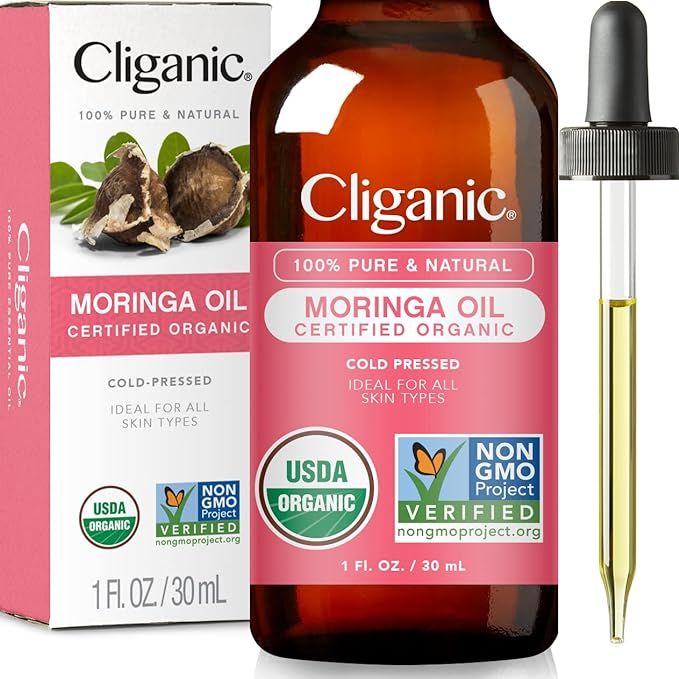 Cliganic Organic Moringa Oil, 100% Pure - For Face & Hair | Natural Cold Pressed | Amazon (US)