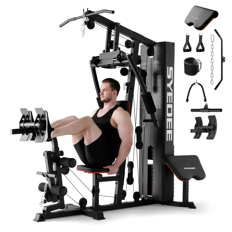 Syedee Home Gym Station, Workout Station with 150LBS Weight Stack, Home Gym Equipment for All Bod... | Walmart (US)