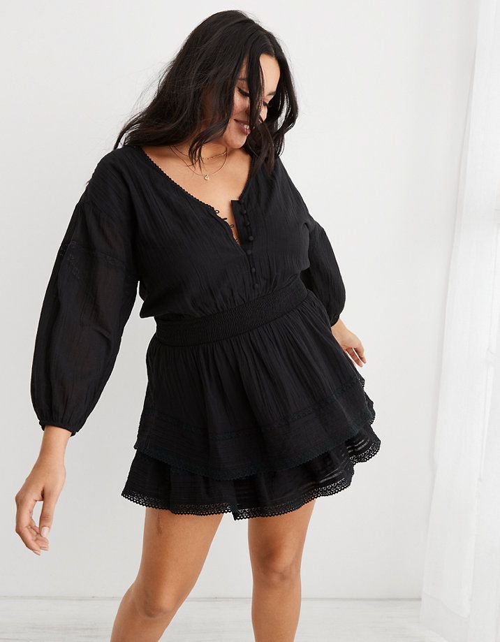 Aerie Rock 'n' Ruffle Mini Dress | American Eagle Outfitters (US & CA)