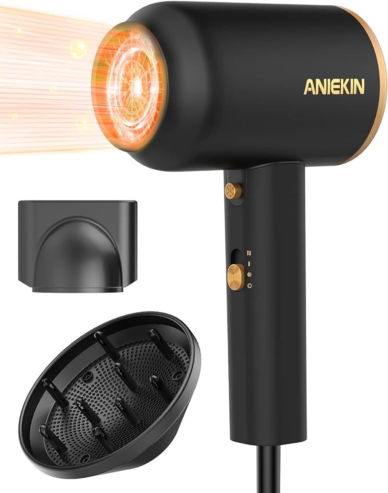 ANIEKIN Hair Blow Dryer 1875W with Diffuser, Travel Ionic Hair Dryer, Constant Temperature Hair C... | Amazon (US)