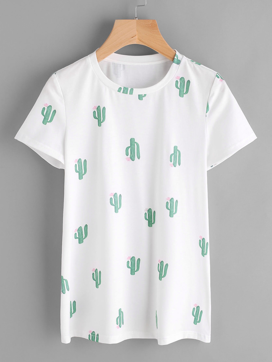 Allover Cactus Print Tee | SHEIN