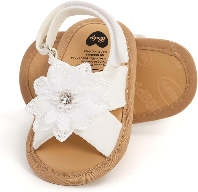 GDSDYM Infant Baby Girls Summer Sandals with Flower Bowknot Soft Sole Wedding Dress Flats Newborn... | Amazon (US)