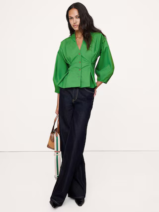 Cotton Poplin Cinched-Waist Shirt | Banana Republic (US)