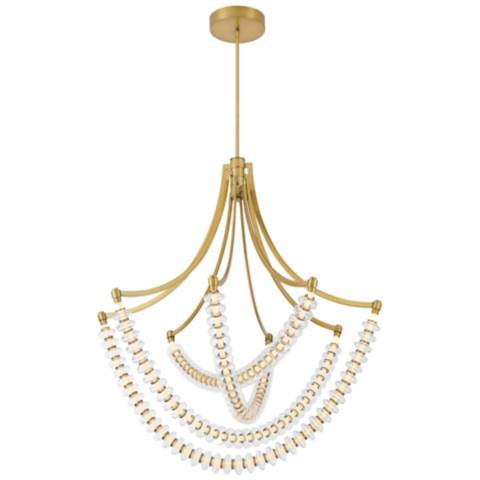 Pearl 39 1/4" Wide Legacy Brass LED Tiered Chandelier | Lamps Plus