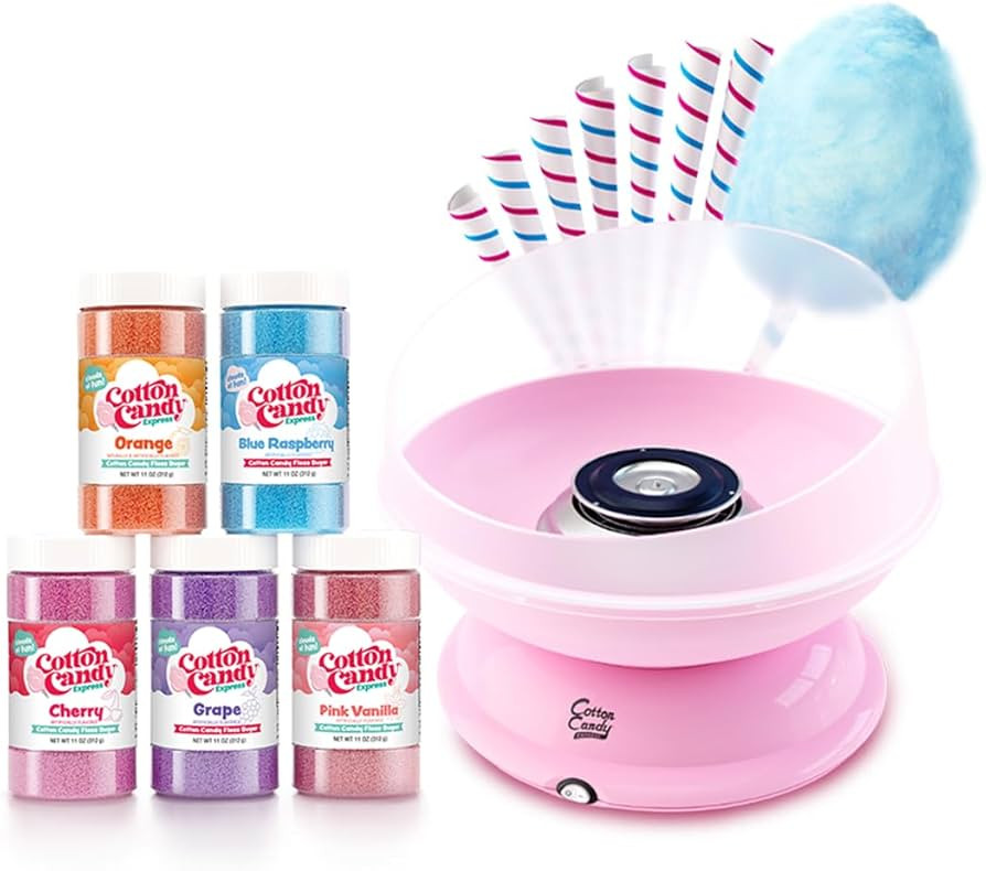 Cotton Candy Express CC1000-S Cotton Candy Machine, with 5 - 11oz. Jars of Cherry, Grape, Blue Ra... | Amazon (US)