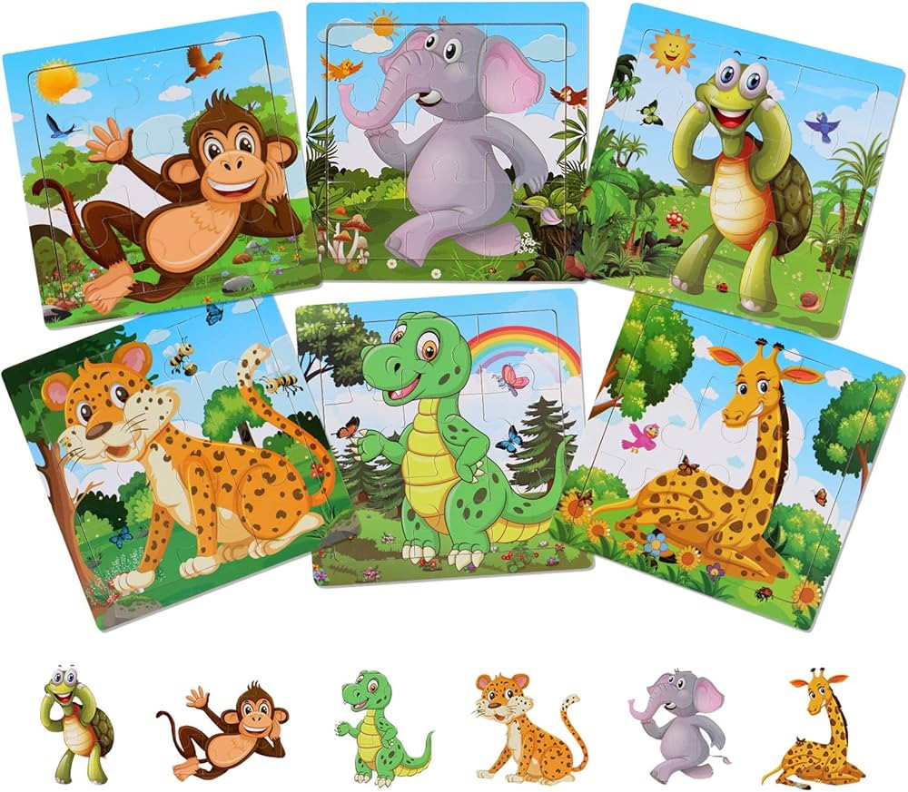 NASHRIO Wooden Puzzles for Toddlers 2-5 Years Old(Set of 6), 9 Pieces Preschool Educational and L... | Amazon (US)