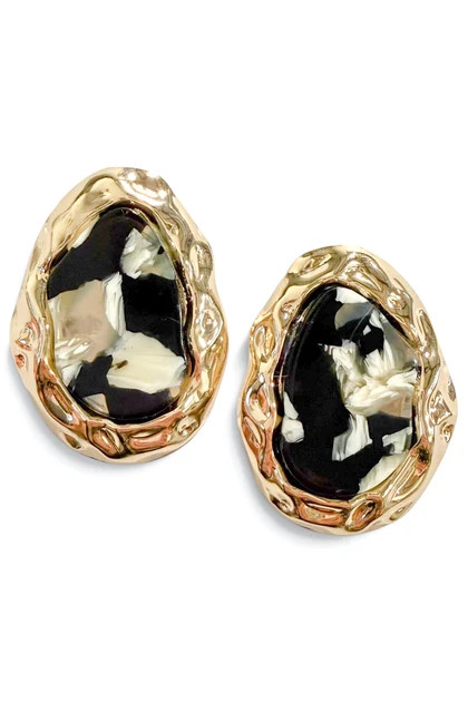 Vera Black Oval Stone Stud Earrings | The Willow Tree