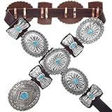 Navajo Turquoise Silver Concho Belt Natural Kingman 0047 | Amazon (US)
