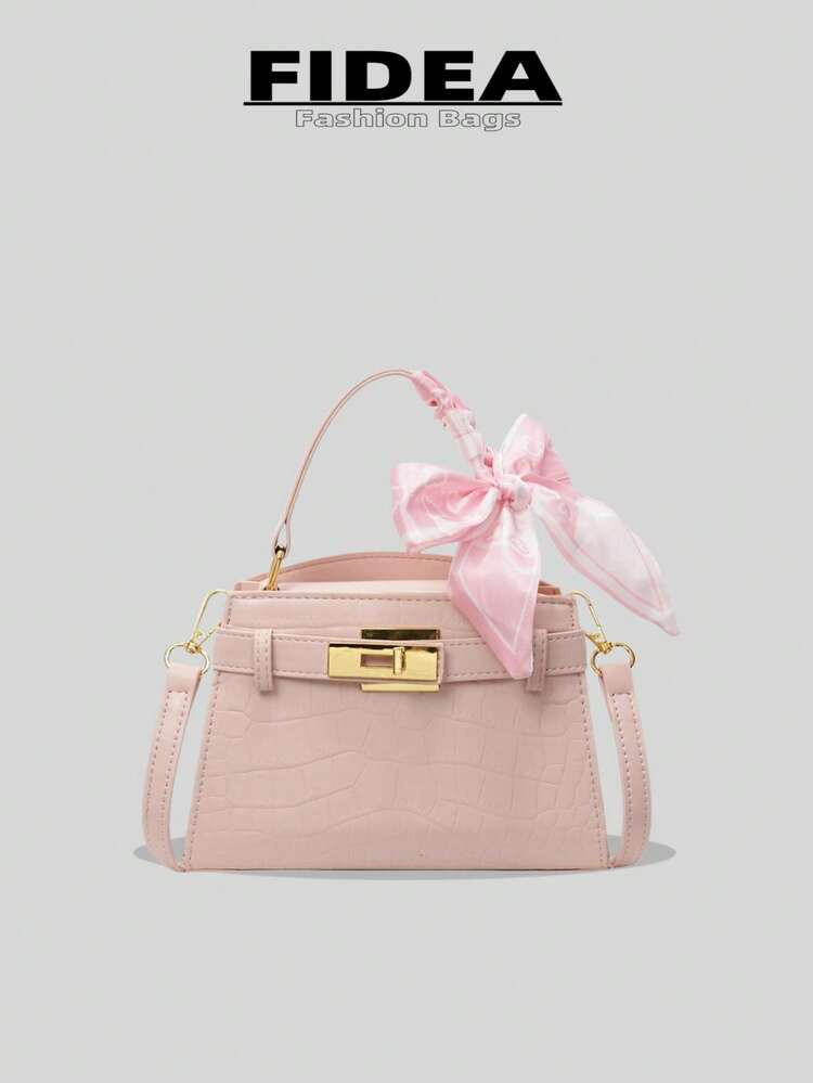 Neue Mode Damen Shopper, Einfarbiger Minimalistischer Elegant Geprägter Kroko Stil Beutel Mit Schal, Elegant Für Dates, Einkaufen, Vielseitige Schultertasche | SHEIN