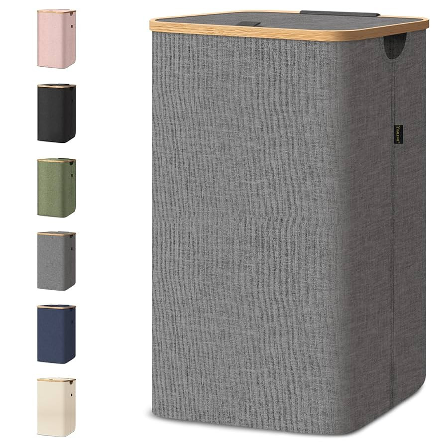 BALEINE Laundry Hamper with Lid, Tall Laundry Baskets with Bamboo Pull Handles, Large Laundry Bin... | Amazon (US)