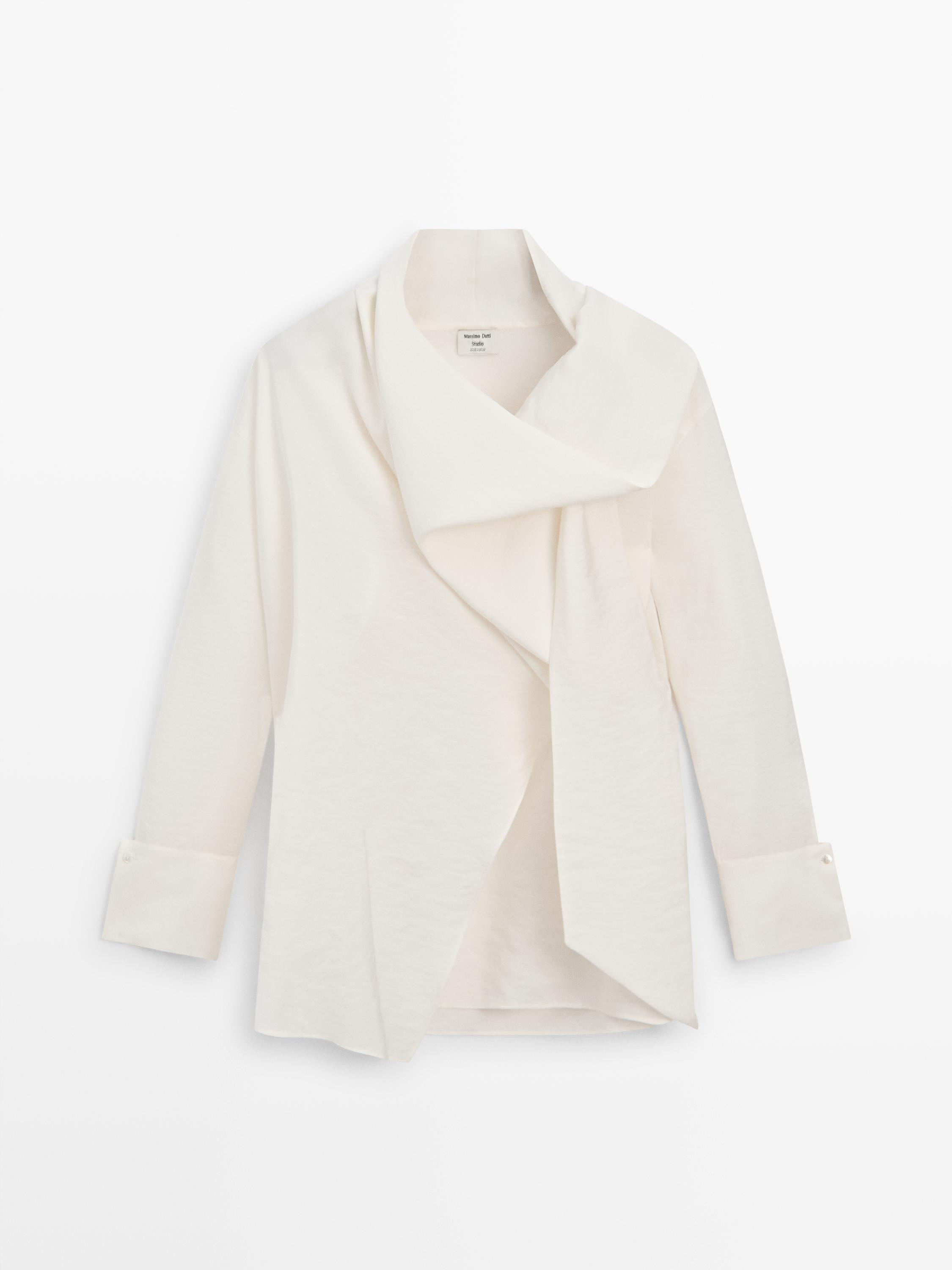 Blouse with draped detail - STUDIO | Massimo Dutti UK