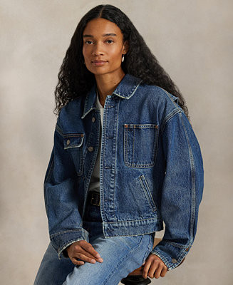 Women's Spread Collar Denim Jacket | Macy's