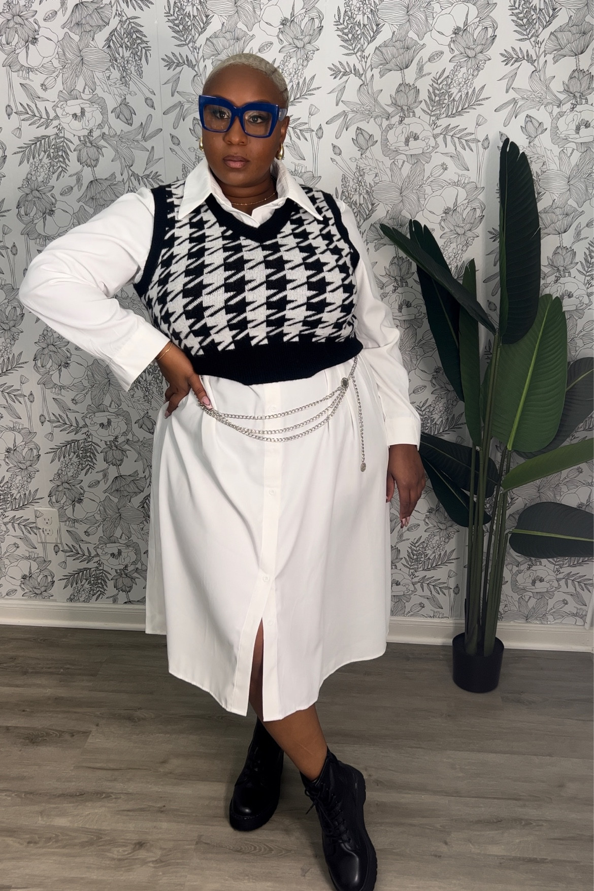 Plus Size Fashion | Style | Fall Outfit | Houndstooth | white dress | size 2x | SHEIN 

#LTKplussize #LTKfindsunder50 #LTKstyletip
