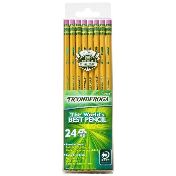 Ticonderoga 24 Count Yellow Woodcase Pencil - Walmart.com | Walmart (US)